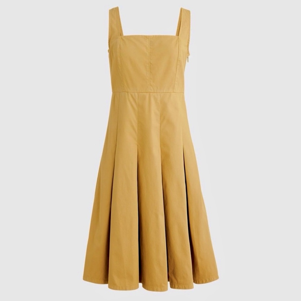 J.CREW NWT Pleated dress A Line Knee Length Honey Brown Size 6